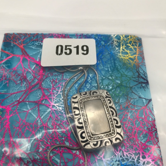 Brighton Pendant Necklace Satin Brushed Rhythms Silver Plate Reversible 17-18.5" - Picture 13 of 13